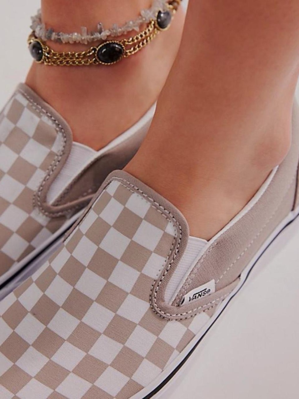 Vans Classic Slip-On Mauve & White Checkerboard Shoes